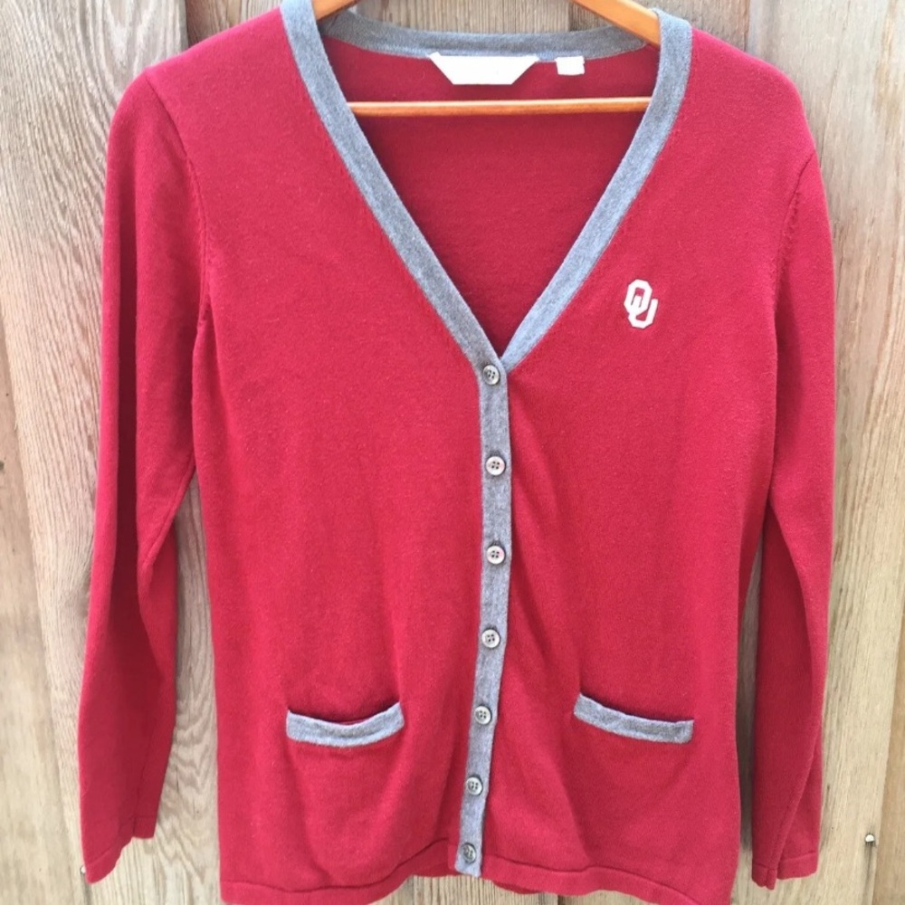 University Of Oklahoma College Cardigan Sweater with pockets Women Medium 🏈